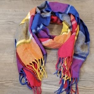 Wander Agio Gorgeous Bright Colored Plaid Scarf